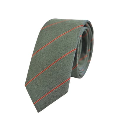 Grey/Red Stripe Silk Tie
