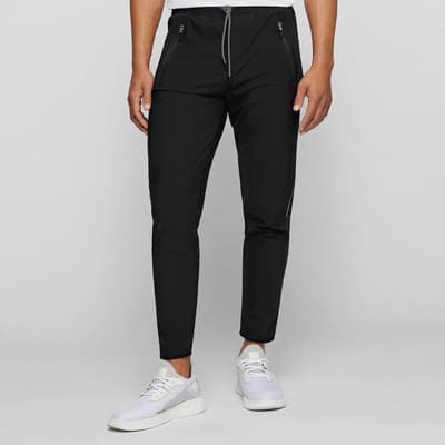 Black Hwoven Straight Stretch Trousers