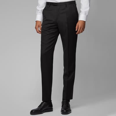 Black Lenon Wool Suit Trousers