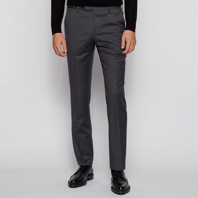Dark Grey Lenon Wool Suit Trousers
