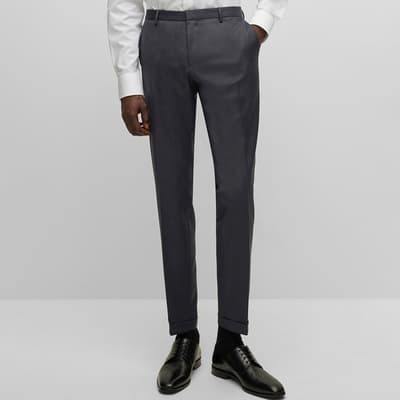Dark Grey Wave Wool Suit Trousers