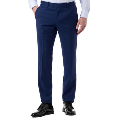 Navy Lenon Wool Suit Trousers