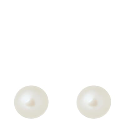 White White/Silver Freshwater Pearl Earrings 