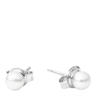 White White/Silver Freshwater Pearl Earrings 