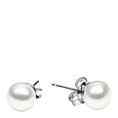 White  White/Silver Freshwater Pearl Earrings 