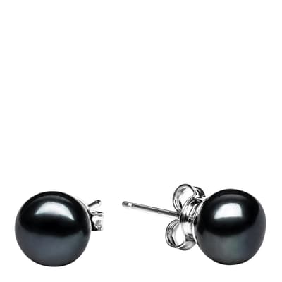 Black Black/Silver Freshwater Pearl Earrings 