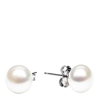 White White/Silver Freshwater Pearl Earrings 