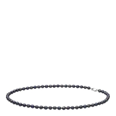 Black Sterling Silver Freshwater Pearl Necklace 