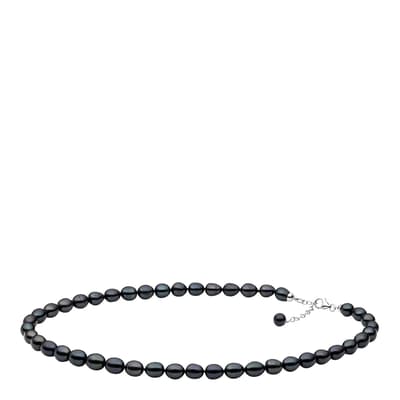 Black Sterling Silver Freshwater Pearl Necklace 