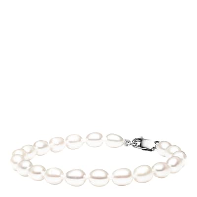 White White/Silver Freshwater Pearl Baroque Bracelet 