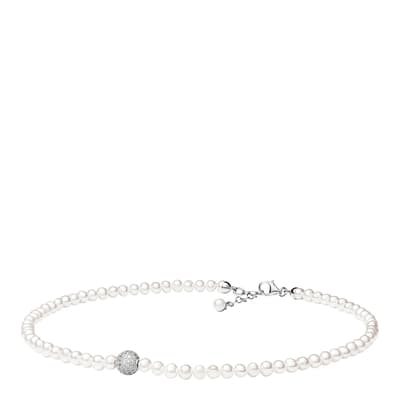 White Sterling Silver Freshwater Pearl Necklace 