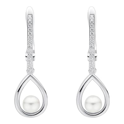 White Sterling Silver Freshwater Pearl Earrings