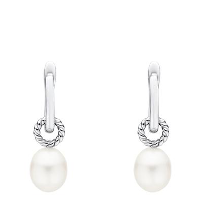 White Sterling Silver Freshwater Pearl Earrings