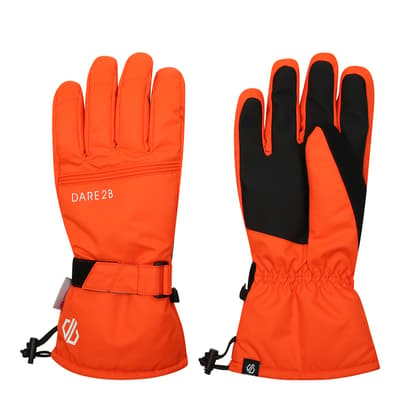 Orange Waterproof Ski Gloves