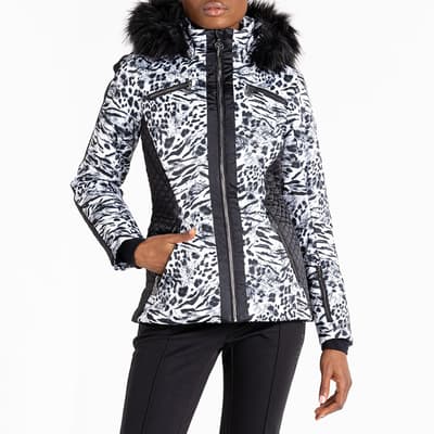 Black/White Waterproof Ski Jacket