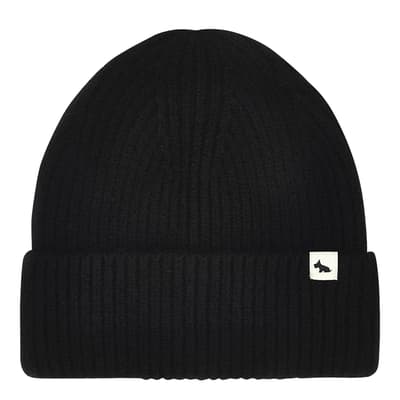 Black Knitted Ribbed Hat