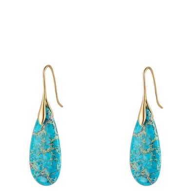 18K Gold Turquoise Tear Drop Earrings