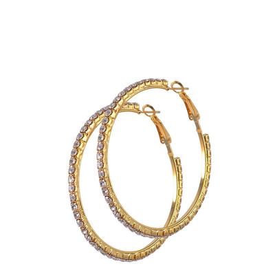 18K Gold Large Cz Hoop Earrings