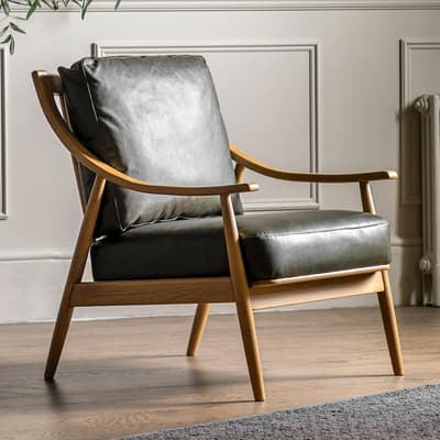 Austell Armchair, Green Leather
