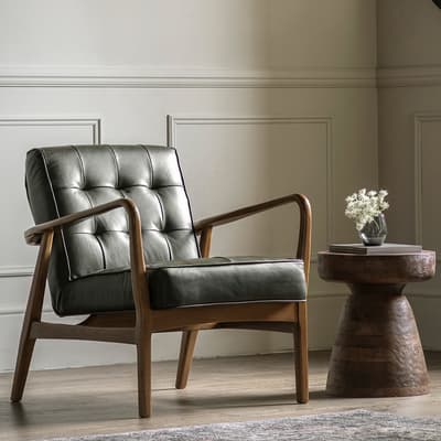 Dunstable Armchair, Green Leather