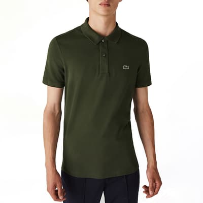 Green Embroidered Logo Cotton Blend Polo Shirt