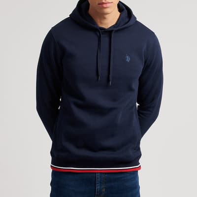 Navy Tipped Cotton Blend Hoodie