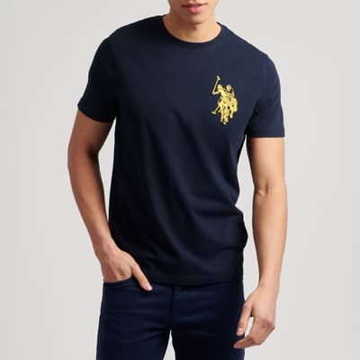 Navy Large Logo Cotton T-Shirt