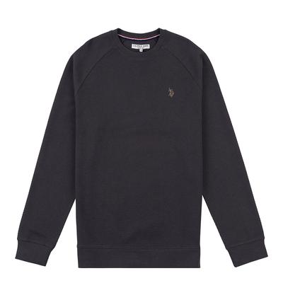 Charcoal Textured Raglan Cotton Jumper