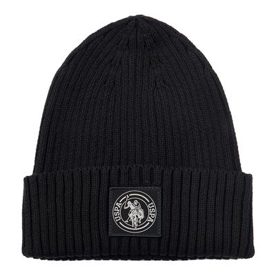 Black Cotton Badge Beanie