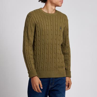 Khaki Cable Knit Cotton Jumper