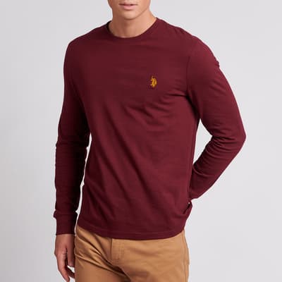Dark Red Long Sleeve Cotton Top