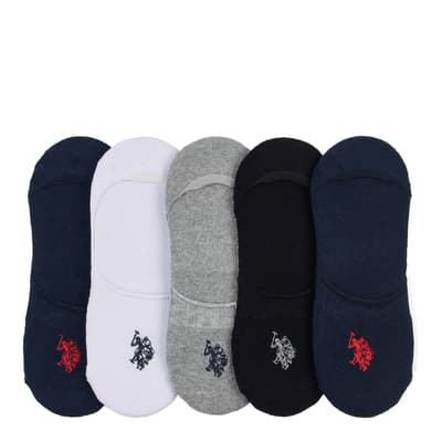 Multi 5 Pack Cotton Blend Invisible Socks