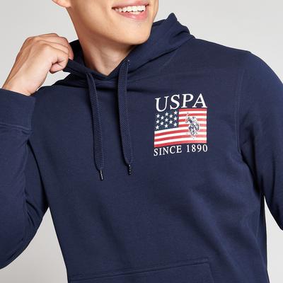 Navy Square Logo Cotton Hoodie