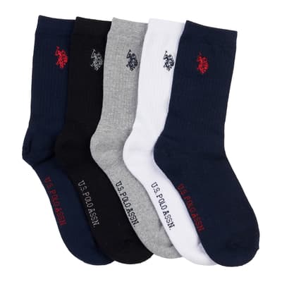 Multi 5 Pack Cotton Blend Sport Socks