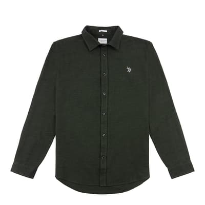 Dark Green Dobby Check Cotton Shirt