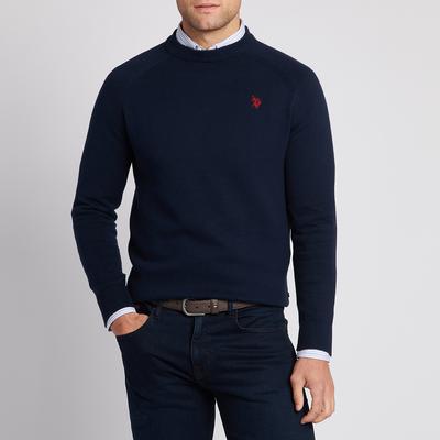 Navy Small Logo Cotton Blend Jumper