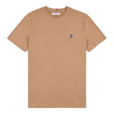 Tan Small Logo Cotton T-Shirt