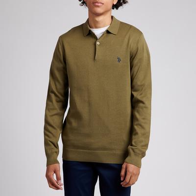 Green Long Sleeve Cotton Polo Shirt