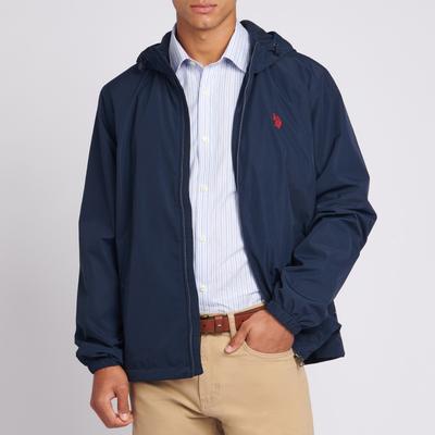 Navy Hooded Zip Up Coat