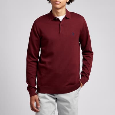 Burgundy Long Sleeve Cotton Polo Shirt