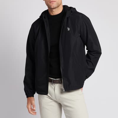 Black Hooded Zip Up Coat