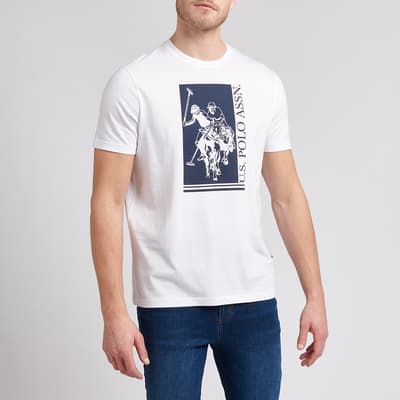 White Rider Block Cotton T-Shirt