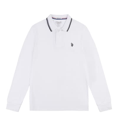 White Tipped Pique Cotton Polo Shirt