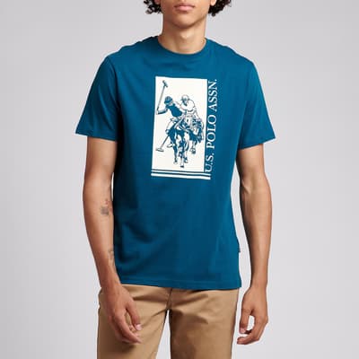 Teal Rider Block Cotton T-Shirt