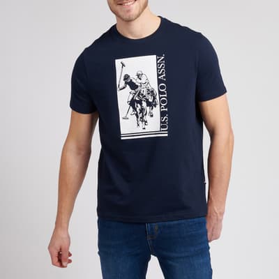 Navy Rider Block Cotton T-Shirt