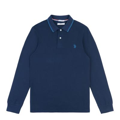 Navy Tipped Pique Cotton Polo Shirt