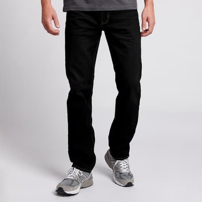 Black Straight Relaxed Stretch Jeans
