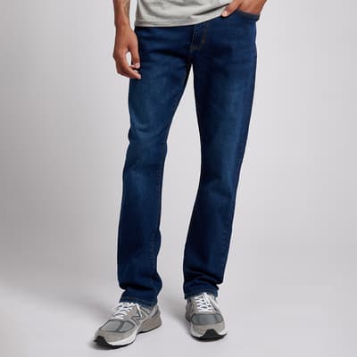 Blue Straight Relaxed Stretch Jeans