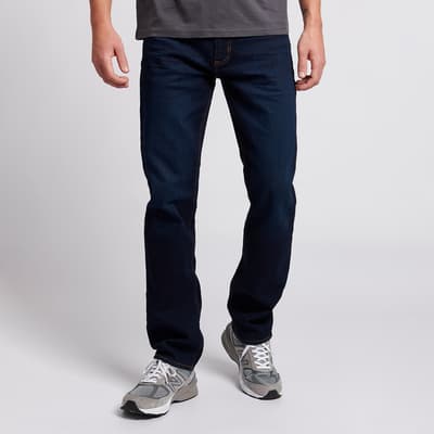 Dark Blue Straight Relaxed Stretch Jeans