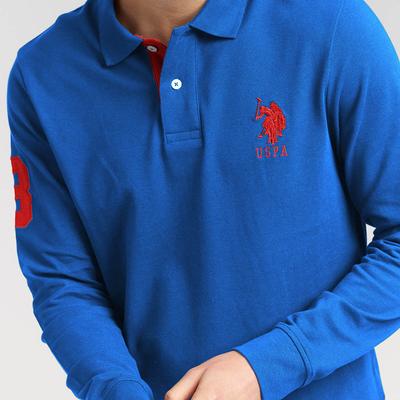 Sky Blue Long Sleeve Cotton Polo Shirt